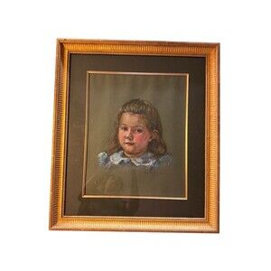 Vintage "Portrait Of A Girl" Painting - Signed/Framed 80s gold framed 28”x24”